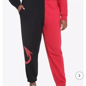 Red & Black Devil Tail Split Girls Sweatpants Plus Size